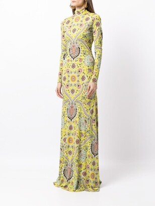 Etro Paisley-Print Long Jersey Gown
