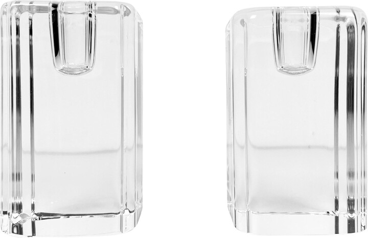 Kosta Boda Crystal Candle Holders By Anna Ehrner, A Pair