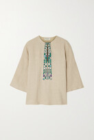 Thumbnail for your product : ZEUS + DIONE Sapfo Embroidered Linen Top - Sand - FR34