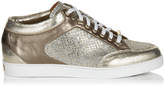 Thumbnail for your product : Jimmy Choo Miami Champagne Glitter Fabric and Suede Trainers