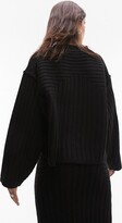 Thumbnail for your product : Topshop knitted premium plated cardigan in black