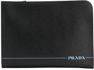 Prada logo print laptop bag