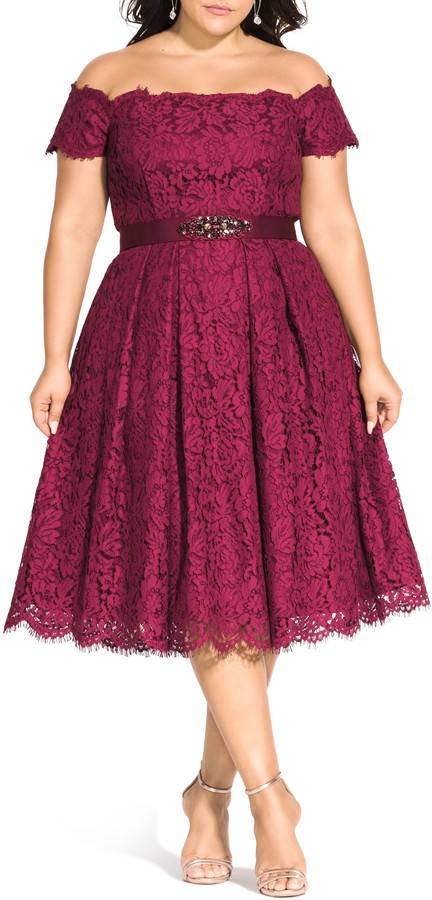 city chic estella off the shoulder dress