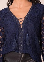 Thumbnail for your product : Missy Empire Sascha Navy Lace Lace Up Top