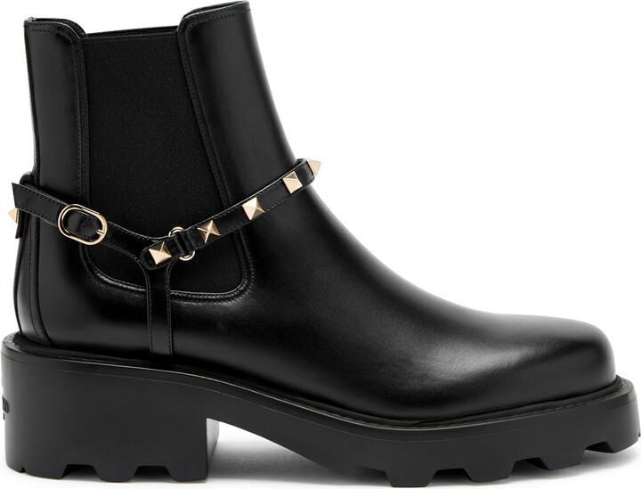 Valentino Garavani Rockstud Beatle Leather Ankle Boot