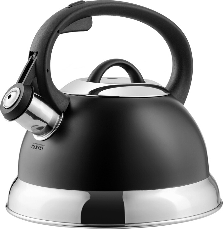 Mr. Coffee Flintshire 1.75 Quart Whistling Stovetop Tea Kettle in Black
