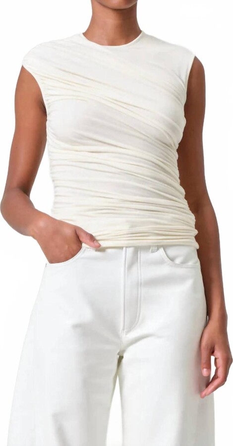 AGOLDE Ester Twist Tank Top In Warm Cream