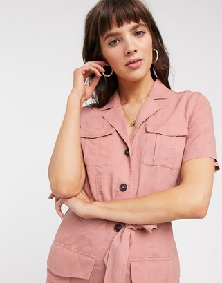 And other stories & multi-pocket mini utility dress in dusty pink