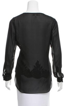 Robert Rodriguez Shear Lace-Accented Top