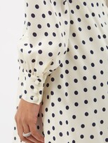 Thumbnail for your product : Alessandra Rich Chelsea-collar Polka-dot Silk-crepe Mini Dress - White Blue Multi