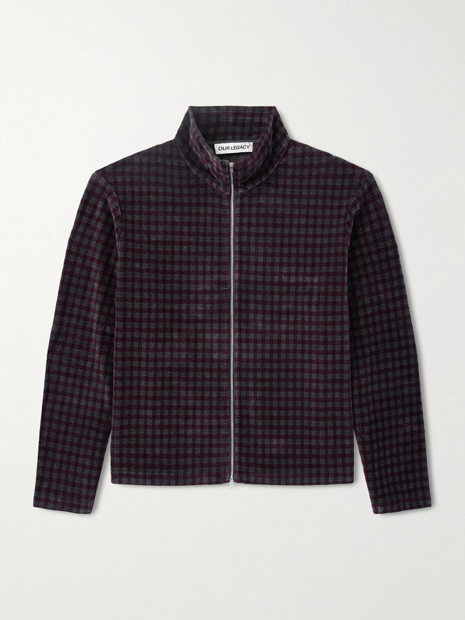 Our Legacy Shrunken Checked Cotton-Blend Velour Track Jacket