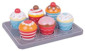Bigjigs Toys Wooden Cup Cakes And Wooden Muffin Tray - Play Food And Role Play For Kids