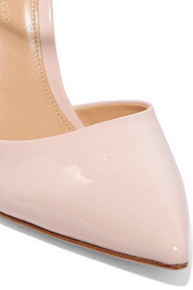 Gianvito Rossi 100 Feather-trimmed Patent-leather Pumps - Baby pink