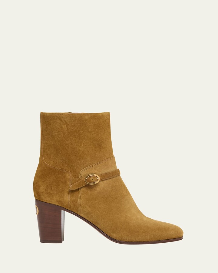 Valentino Garavani Pattie Suede Buckle Ankle Boots