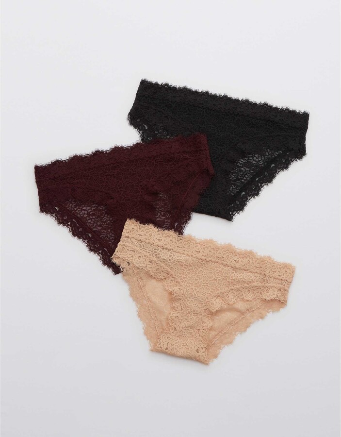 aerie Eyelash Lace Bikini Underwear 3Pack ShopStyle Panties