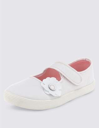 Marks and Spencer Kids' Canvas Floral Applique Plimsolls (7 Small - 4 Large)