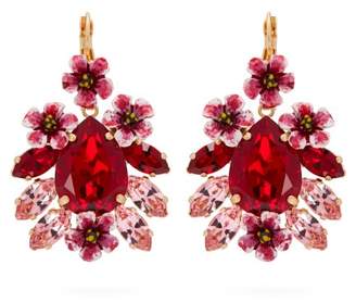 Dolce & Gabbana Floral Crystal Embellished Drop Earrings - Womens - Red