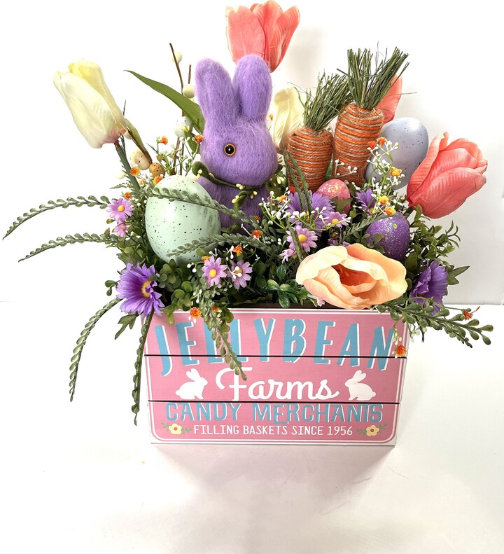 Etsy Easter Centerpiece, Bunny Table Arrangement, Porch Decor, Spring Decor