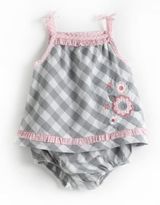 Thumbnail for your product : Little Me Newborn Girls 0-9 Months Flower and Plaid Sunsuit Set