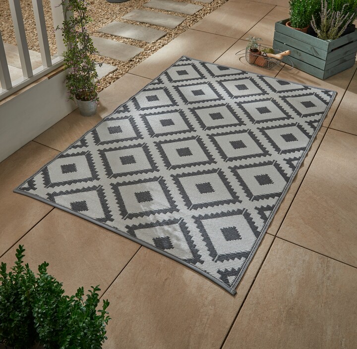 Dunelm Maroc Geo Plastic Outdoor Mat Black ShopStyle Rugs