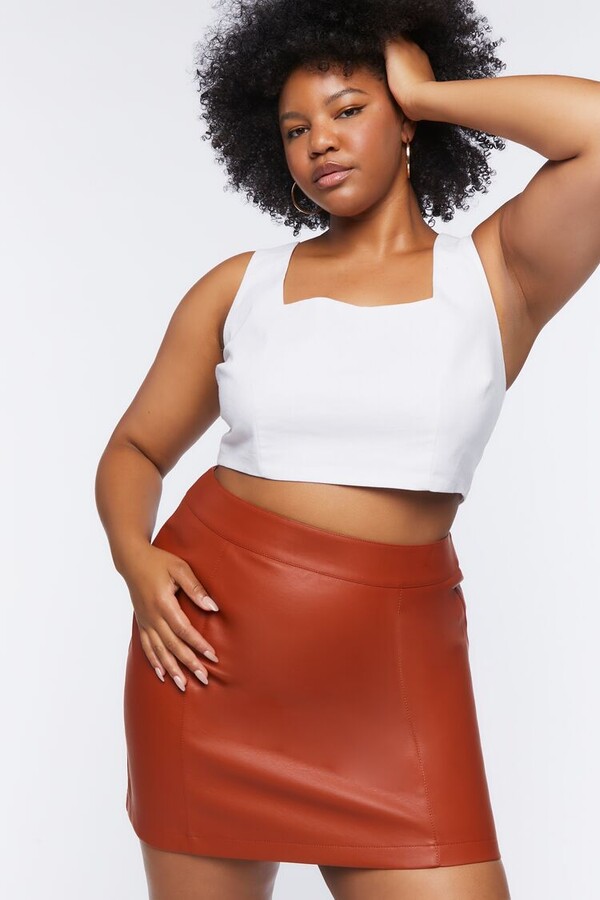 Plus Size Leather Skirt |