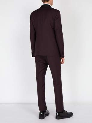 Prada Contrast Panel Single Breasted Mohair Blend Suit - Mens - Burgundy