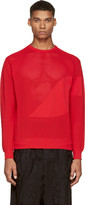 Thumbnail for your product : Alexander McQueen Red Perforated Knit Crewneck Sweater
