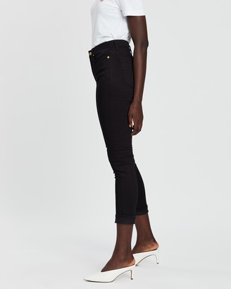 Elvie & Leo Women's Black Crop - The 7-8 Skinny Super Stretch Denim Jeans
