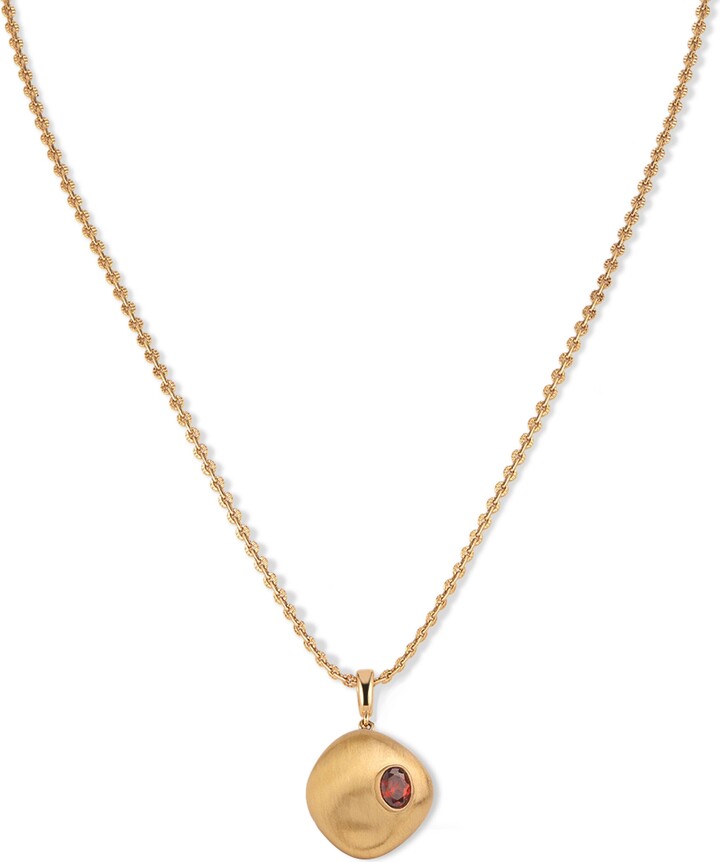Retro Chic Garnet Pendant Necklace