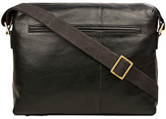 Hidesign Fitch 02 Leather Zip-Up Shoulder Bag, Black