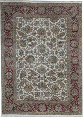 Bokara Rug Co., Inc. Hand-Knotted High-Quality Ivory and Red Area Rug