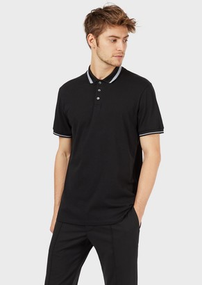 Emporio Armani Pique Polo Shirt With Piped Collar