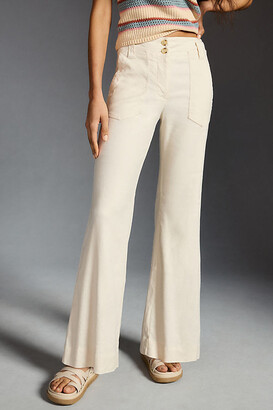 Maeve The Naomi Linen Wide-Leg Flare Pants by White - ShopStyle