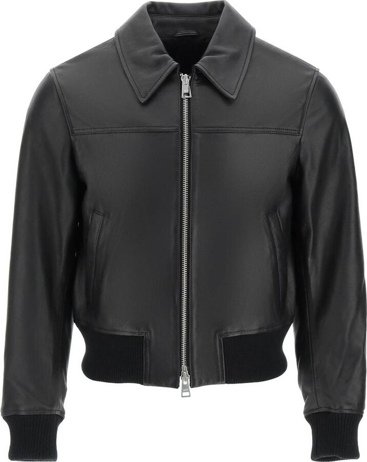 Ami Alexandre Mattiussi Ami paris zip-up leather jacket - ShopStyle