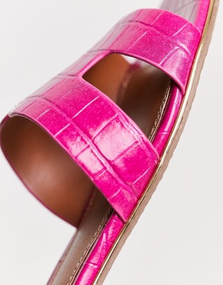 Dune London loopy slip on flat sandals in hot pink