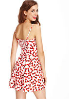 Thumbnail for your product : Monroe Marilyn Juniors Dress, Spaghetti-Strap Bow-Print A-Line