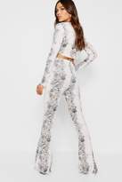 Thumbnail for your product : boohoo NEW Womens Knitted Snake Print Trouser Set in Polyester
