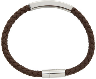 HUGO BOSS Brown Leather Braided Benn Bracelet