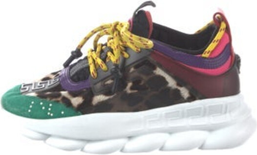 Versace White Chain Reaction Sneakers EU 42/US 9 $995. Pre-Owned. Box  Included.