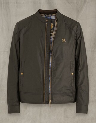 Belstaff Kelland Wax Bomber Jacket 48, Colour: Faded Olive ShopStyle