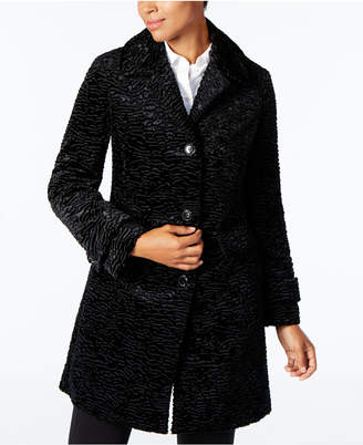 Jones New York Petite Textured Faux-Fur Coat