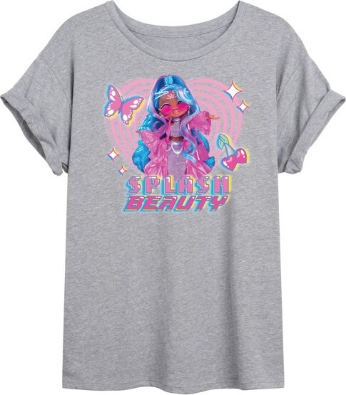 Women's LOL Surprise! Splash Beauty w/ Butterflies & Hearts Oversized Graphic T-Shirt - Heather Grey - Small