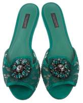 Thumbnail for your product : Dolce & Gabbana Jewel-Embellished Slide Sandals