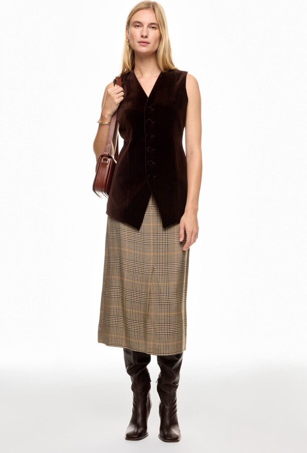Long Velvet Vest Brown