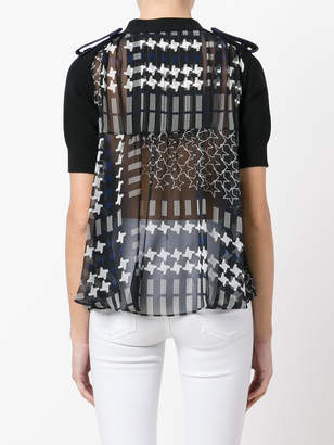 Sacai houndstooth panel knitted top
