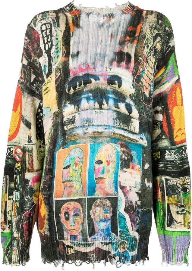 R 13 GraffitiPrint Jumper ShopStyle Sweaters