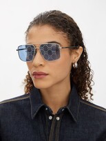 Thumbnail for your product : Gucci Eyewear Gg Logo-lens Aviator Metal Sunglasses - Silver Multi