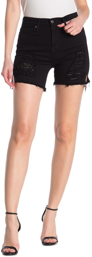 black high waisted ripped shorts