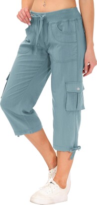JINSHI Women's Capri Pants Summer 3/4 Length Cropped Trousers Quick Dry  Jogger Pants Sweatpants for Hiking Running Yoga Grey-Blue S - ShopStyle