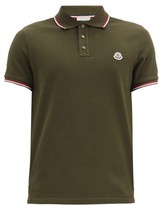 Thumbnail for your product : Moncler logo-applique Cotton-pique Polo Shirt - Khaki